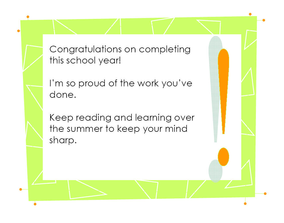 Congratulations on completing this school year!